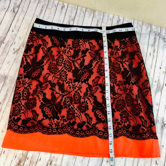 NWOT Sz 10 The Limited Orange/Black Lace Skirt - Picture 4 of 7